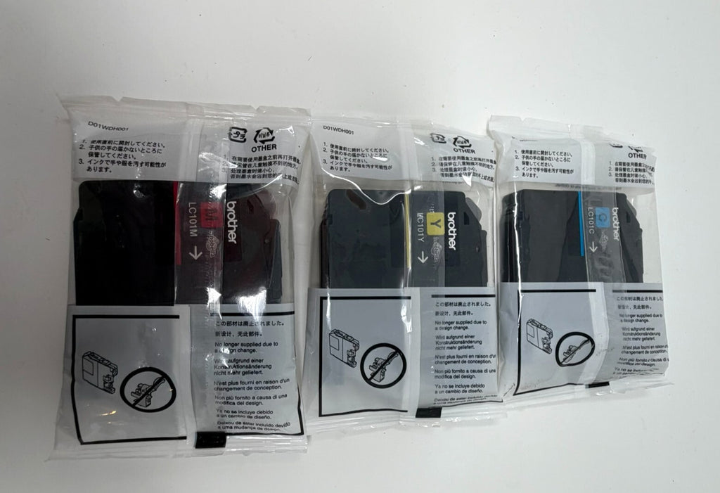 Genuine Brother LC-101 Color Ink Cartridges-for MFC-J470DW J870DW-OEM-3PK C Y M