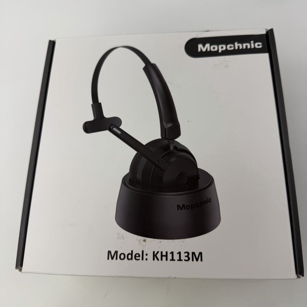 Mopchnic Bluetooth Headset Wireless Headphone w/ AI Noise-Canceling Microphone