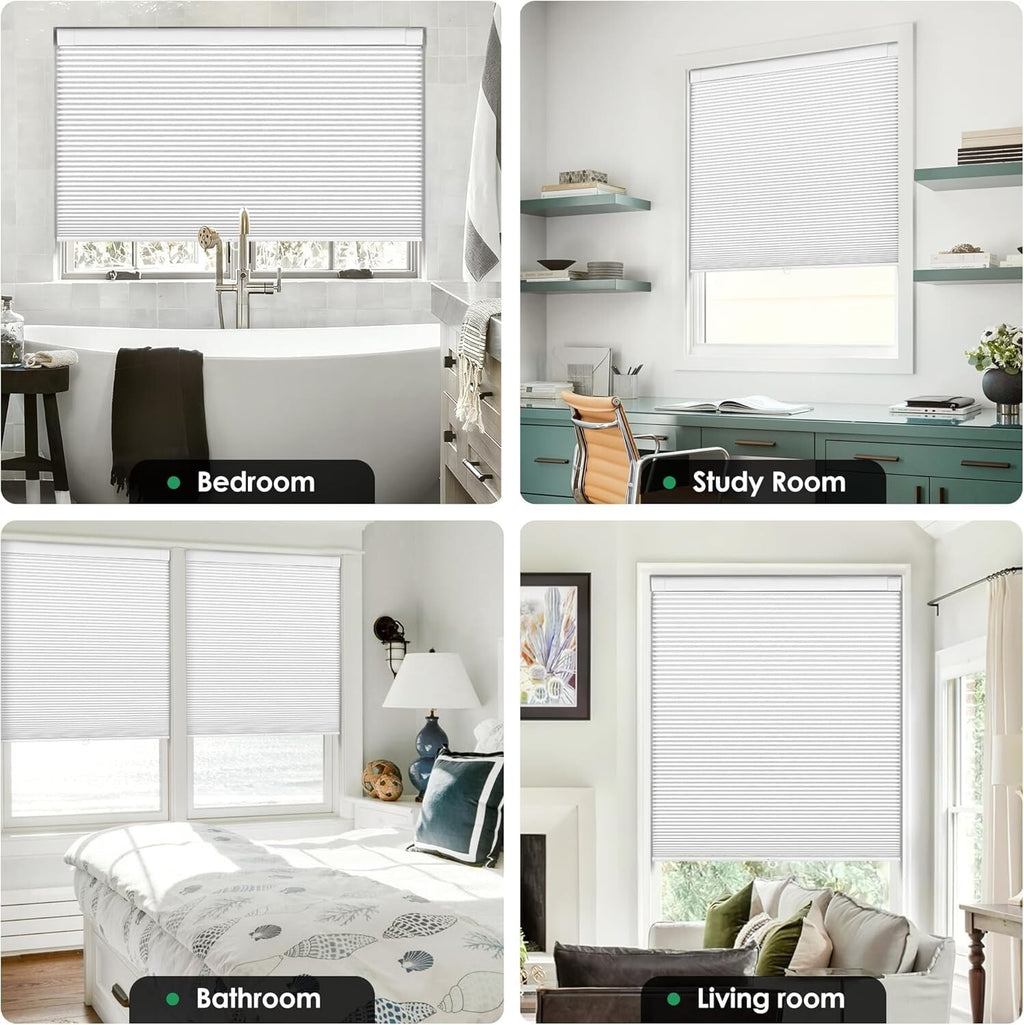 LazBlinds No Tools No Drill Cordless Cellular Shades 31" W x 36" H, White New
