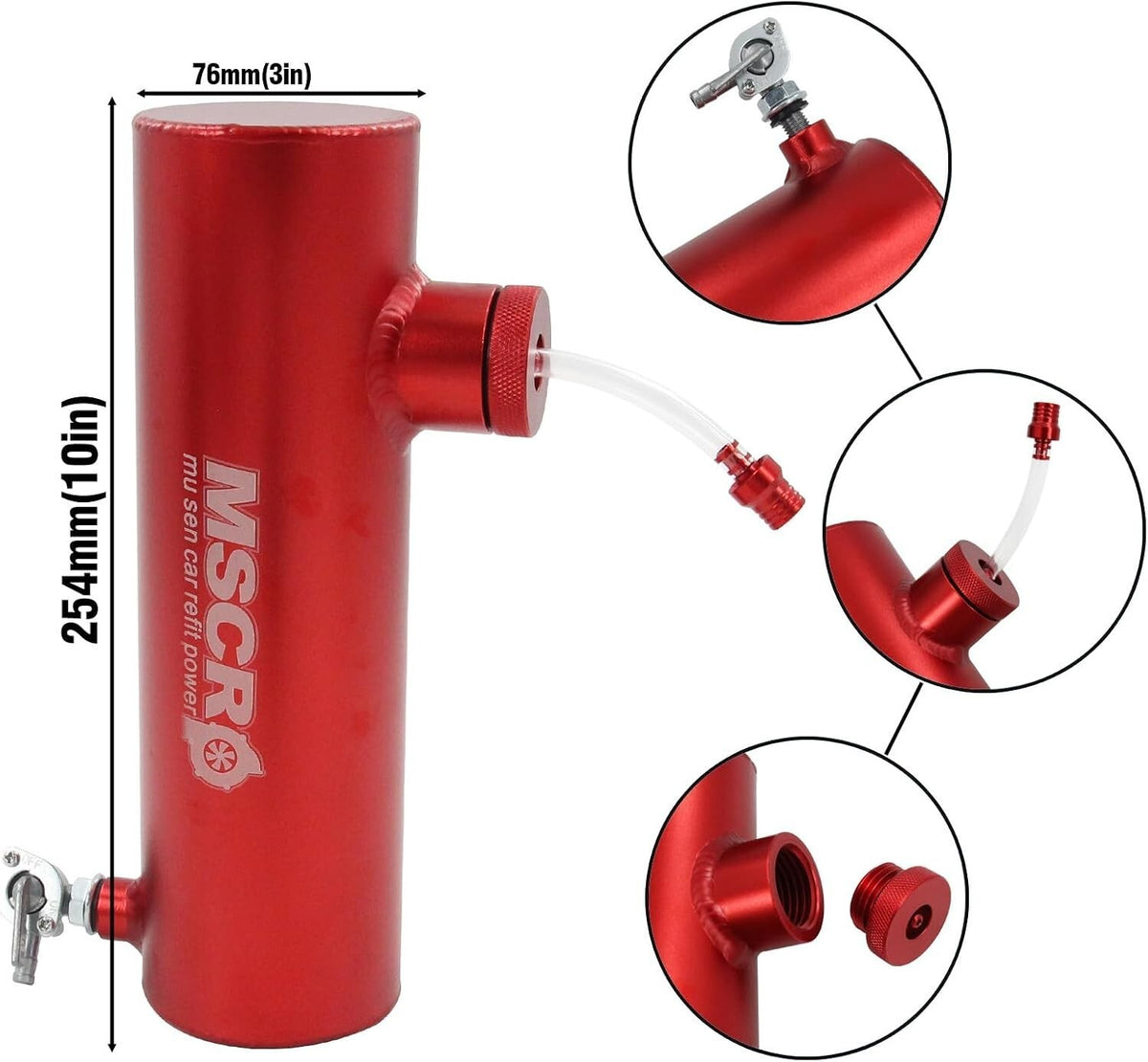Gas Tank 3x10 - Mini Bike Coleman CT200U & EX BT200X Predator Go Kart Red Alum.