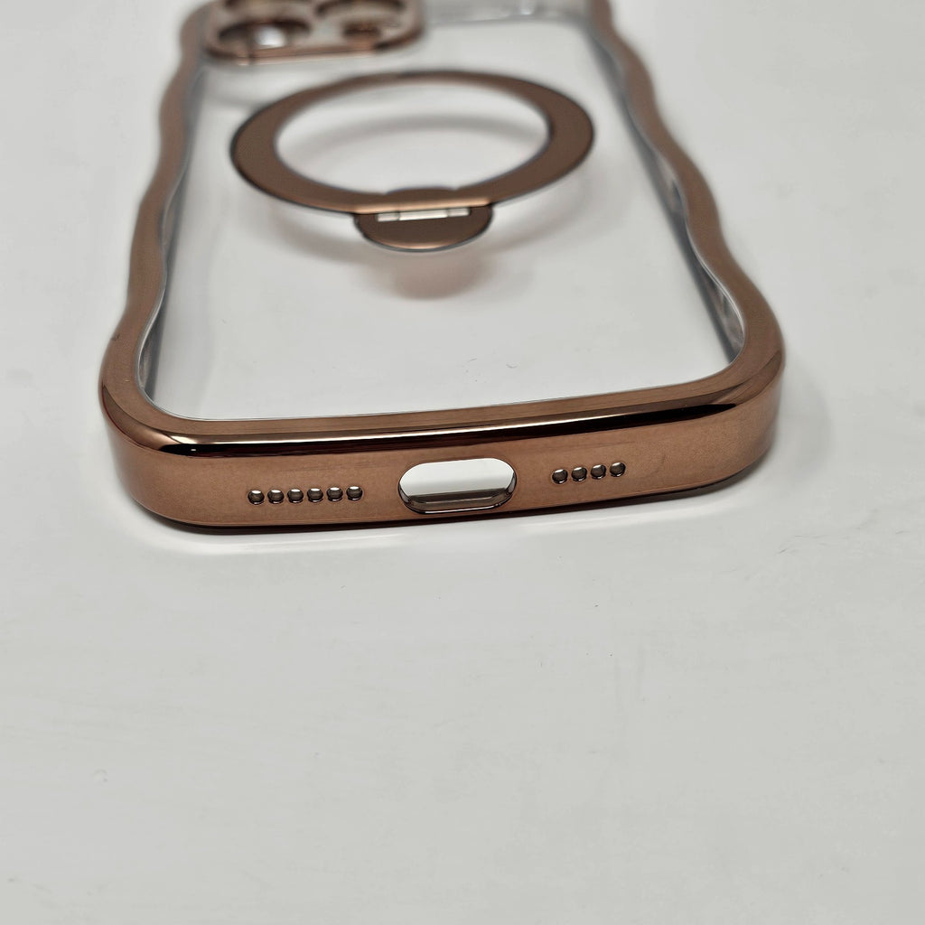 iPhone 16 Pro Max Case Magnetic Gold Wave Clear - Image 8