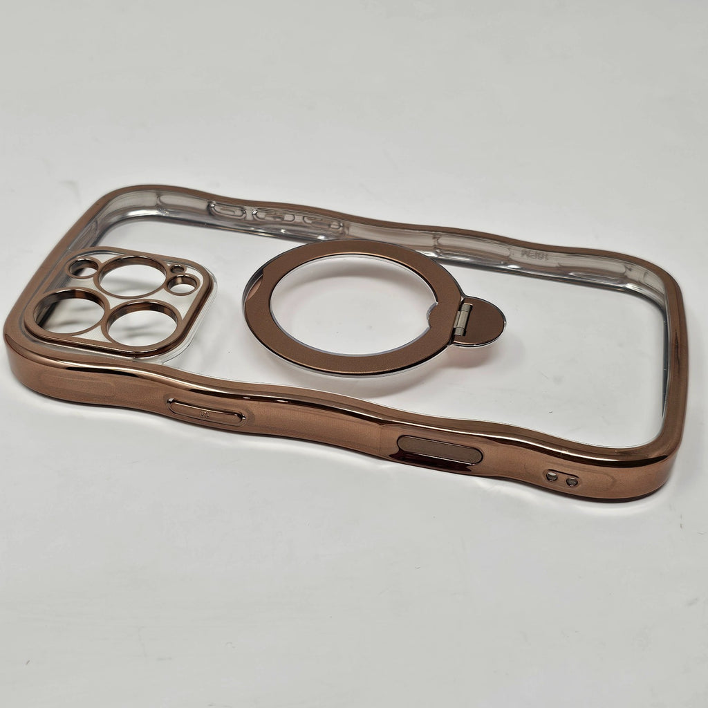 iPhone 16 Pro Max Case Magnetic Gold Wave Clear - Image 13