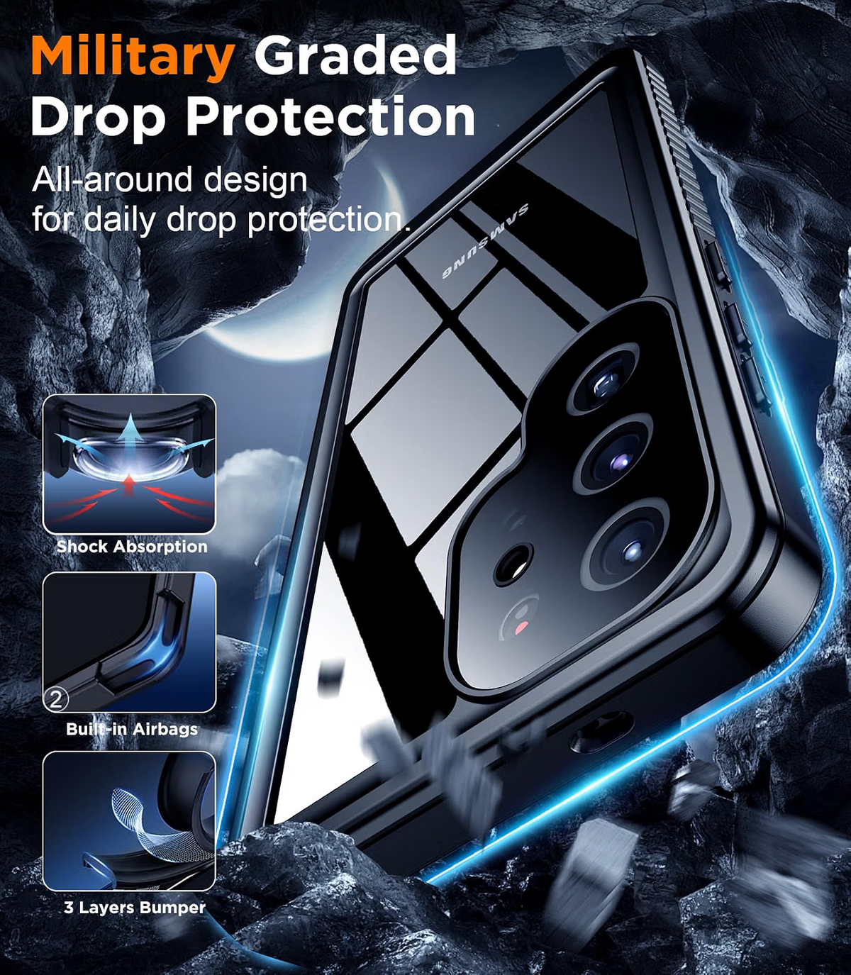 Samsung Galaxy S25 Ultra Case Waterproof full body case Black - Image 2