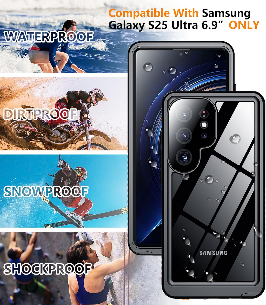Samsung Galaxy S25 Ultra Case Waterproof full body case Black - Image 7