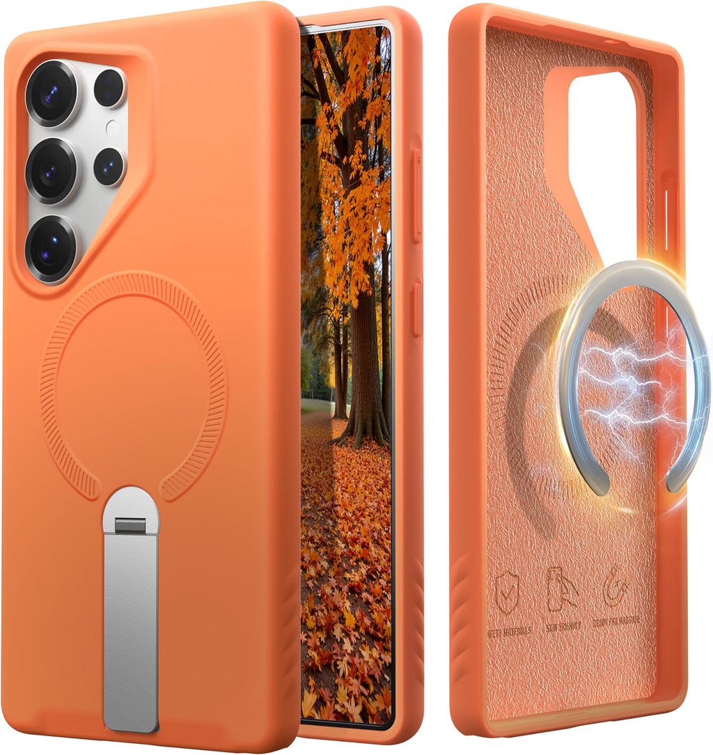 Samsung Galaxy S25 Magnetic Case Kickstand Orange - Image 1