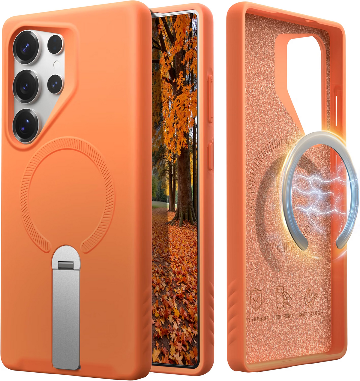 Samsung Galaxy S25 Magnetic Case Kickstand Orange - Image 1