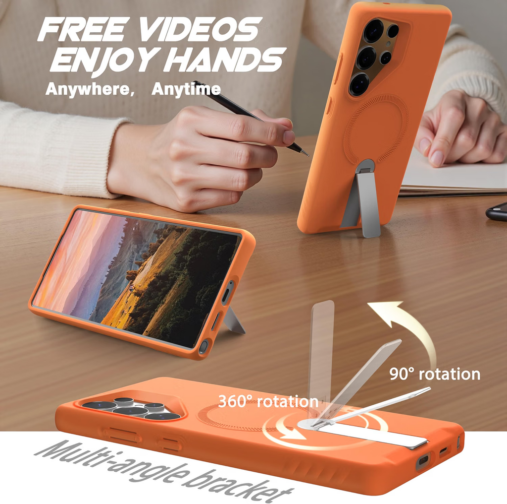 Samsung Galaxy S25 Magnetic Case Kickstand Orange - Image 3