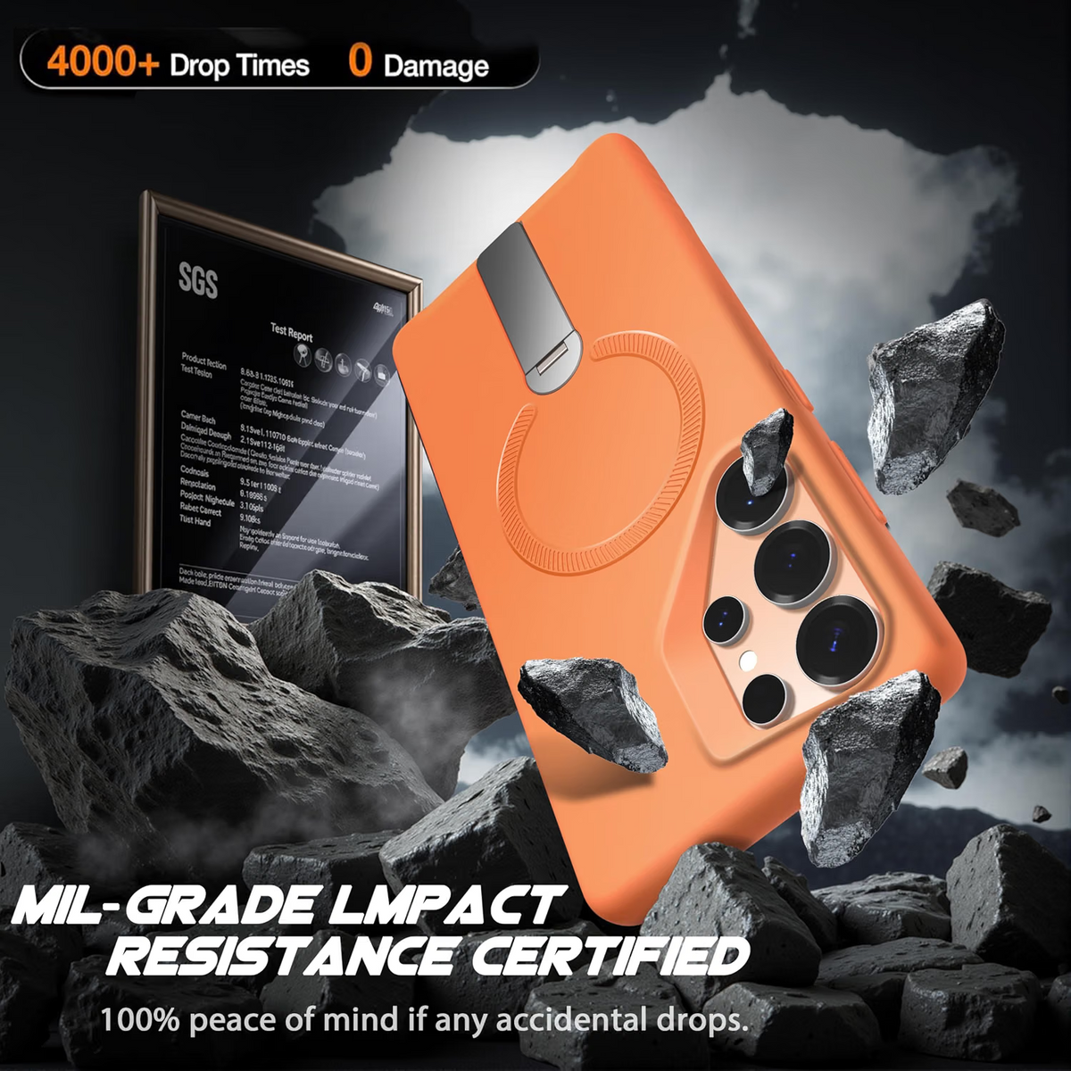 Samsung Galaxy S25 Magnetic Case Kickstand Orange - Image 6