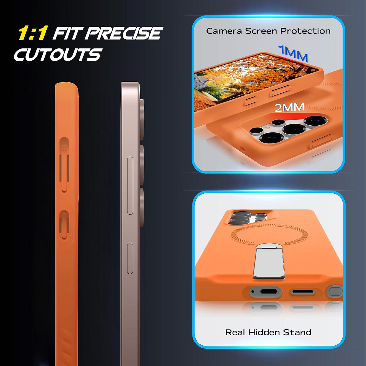 Samsung Galaxy S25 Magnetic Case Kickstand Orange - Image 5