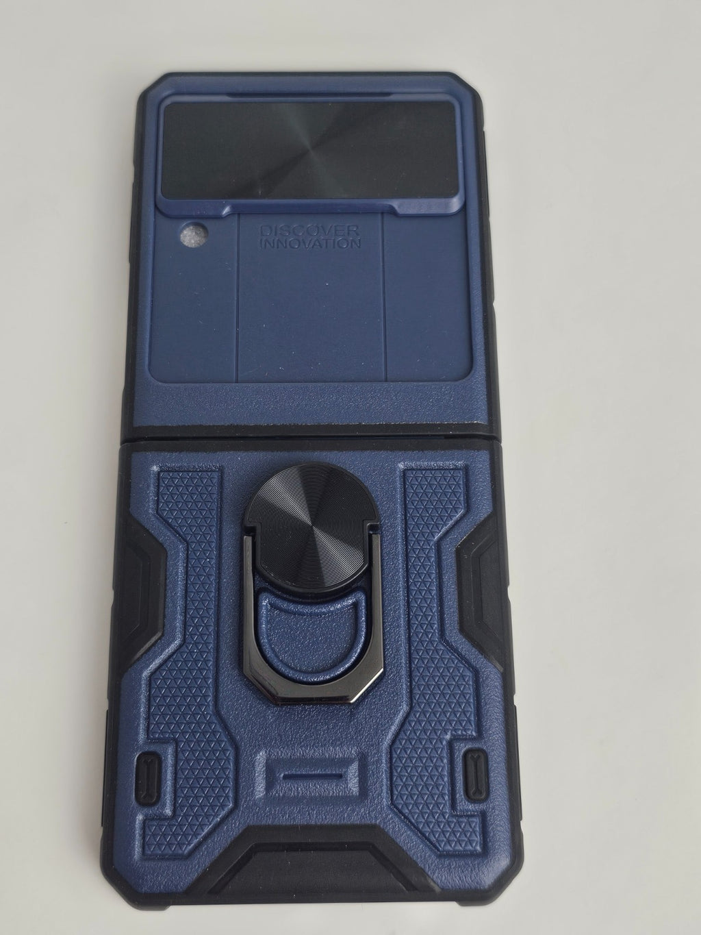 Samsung Galaxy Z Flip 3 Full Coverage Ring Kickstand Navy Blue Rugged Lens Cover - Image 8