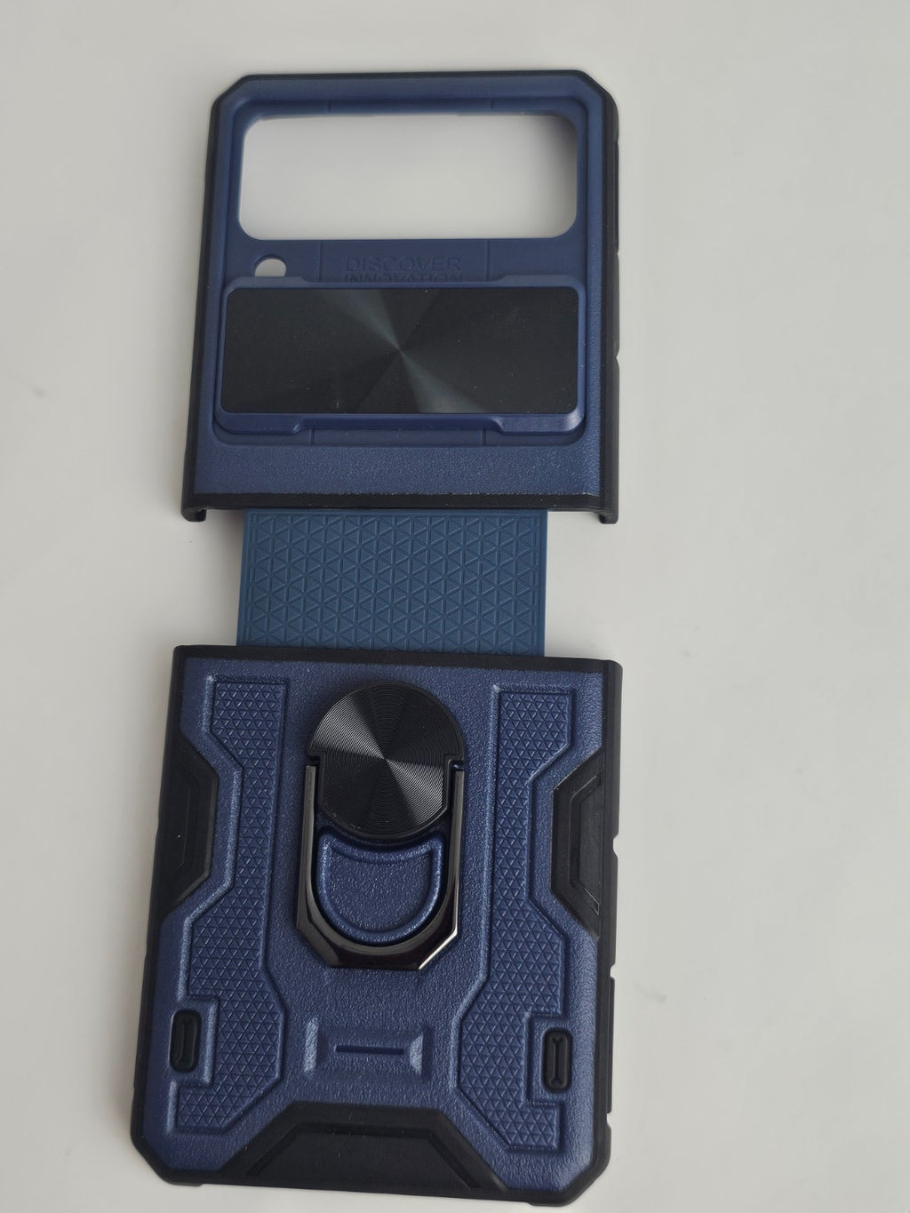 Samsung Galaxy Z Flip 3 Full Coverage Ring Kickstand Navy Blue Rugged Lens Cover - Image 9