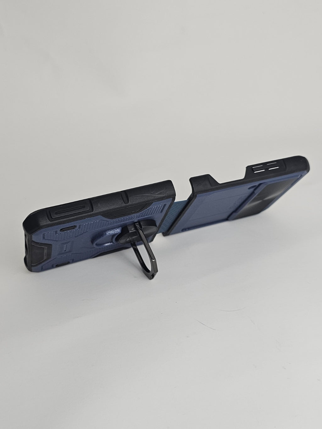 Samsung Galaxy Z Flip 3 Full Coverage Ring Kickstand Navy Blue Rugged Lens Cover - Image 11