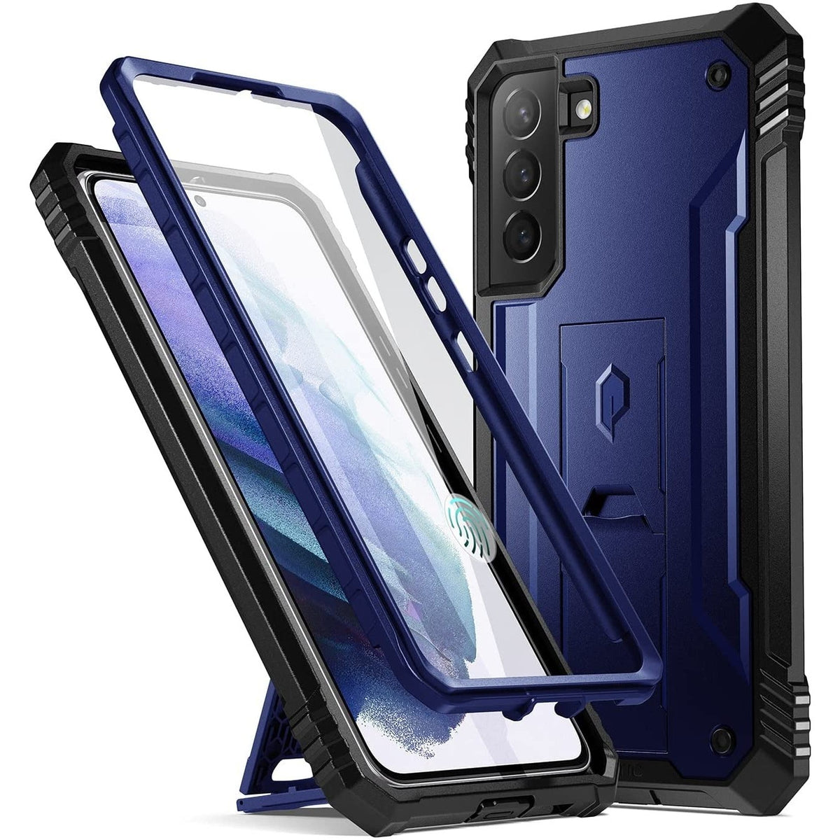 Samsung Galaxy S23 Rugged Case Kickstand Black Navy Blue - Image 1