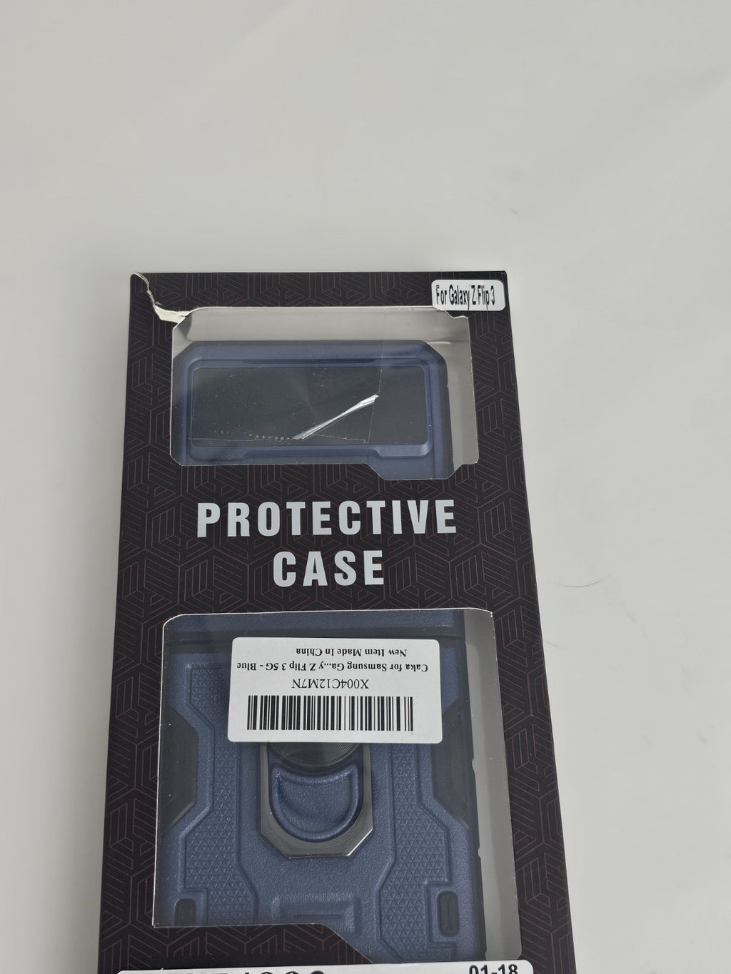 Samsung Galaxy Z Flip 3 Full Coverage Ring Kickstand Navy Blue Rugged Lens Cover - Image 12