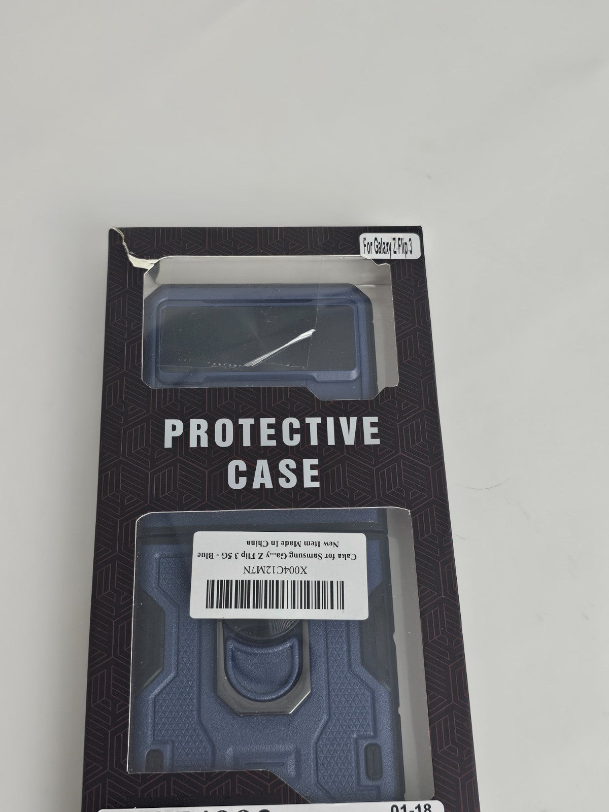 Samsung Galaxy Z Flip 3 Full Coverage Ring Kickstand Navy Blue Rugged Lens Cover - Image 12