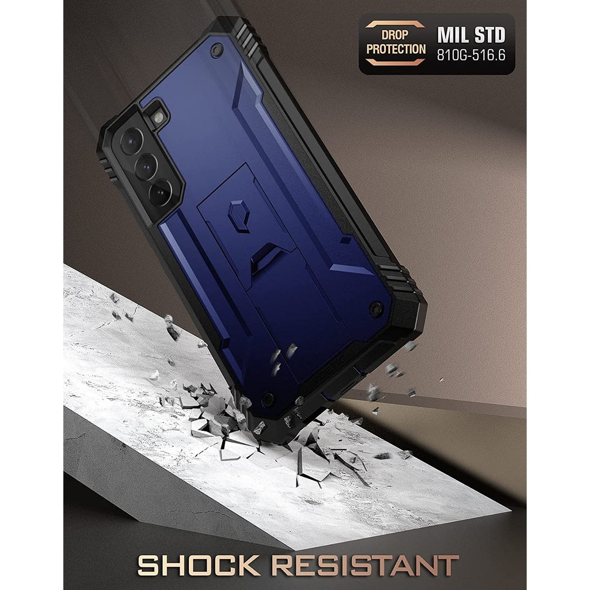 Samsung Galaxy S23 Rugged Case Kickstand Black Navy Blue - Image 2