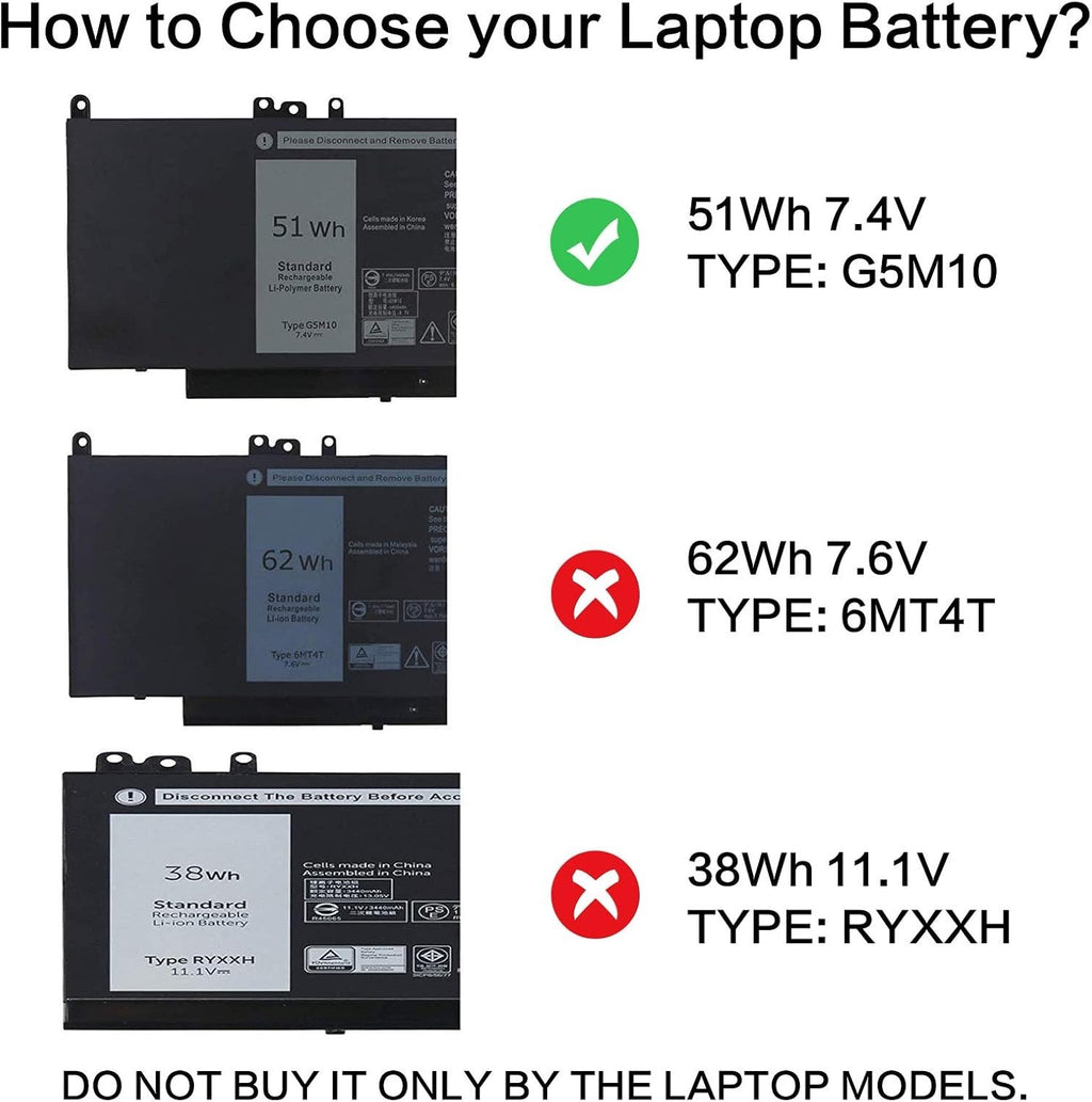 Dell Latitude Battery E5450 E5550 Notebook 15.6" WYJC2 8V5GX G5M10 7.4V 51Wh - Image 2
