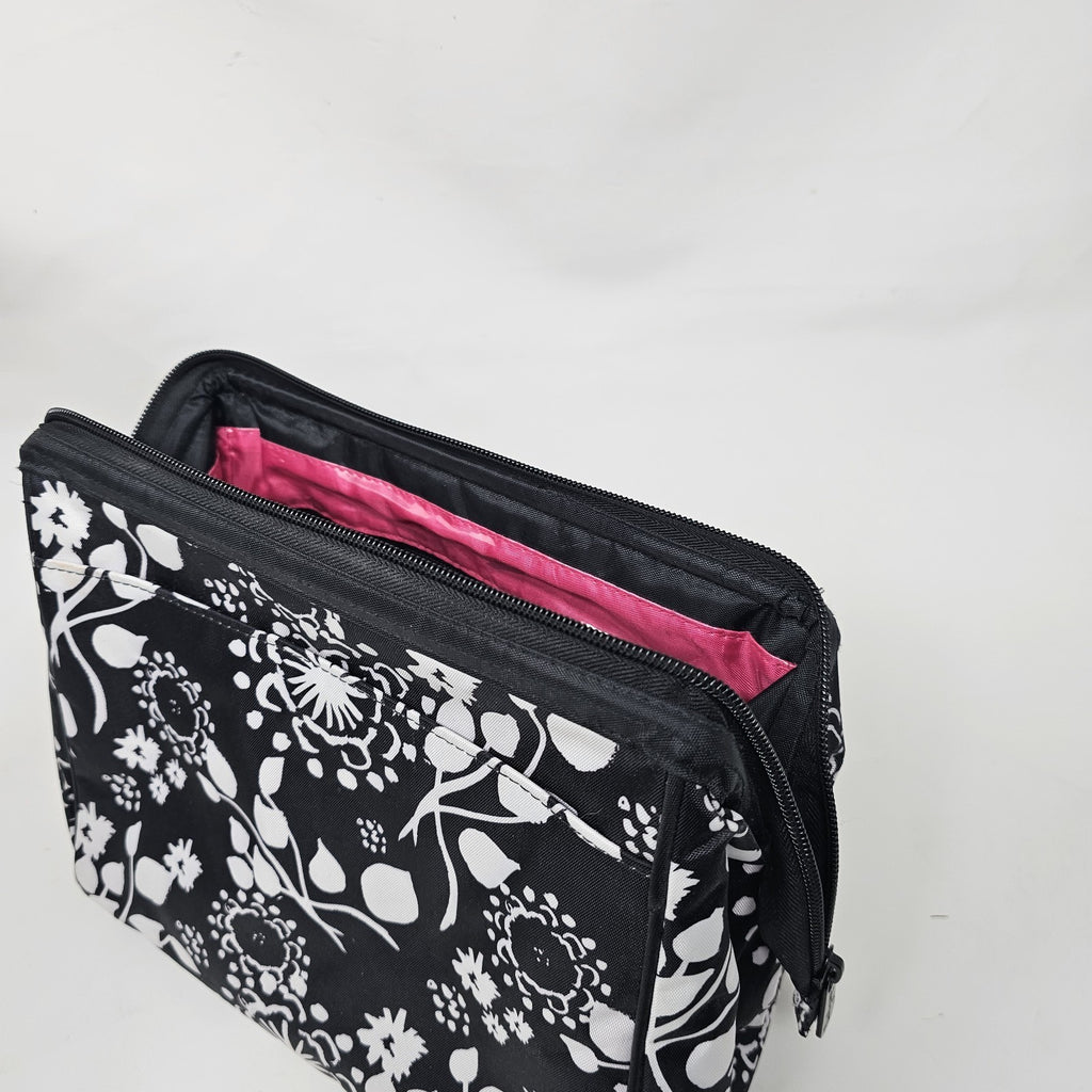 Thirty-one Zippered Cosmetic Makeup Bag Black & Pink - Image 2