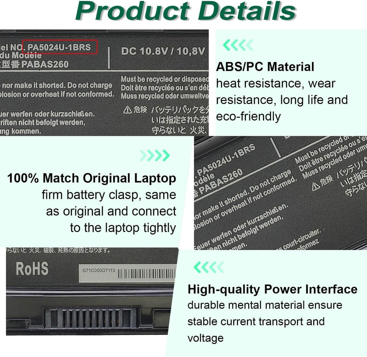 PA5024U-1BRS Laptop Battery For Toshiba Satellite C850 PABAS260 - Image 2