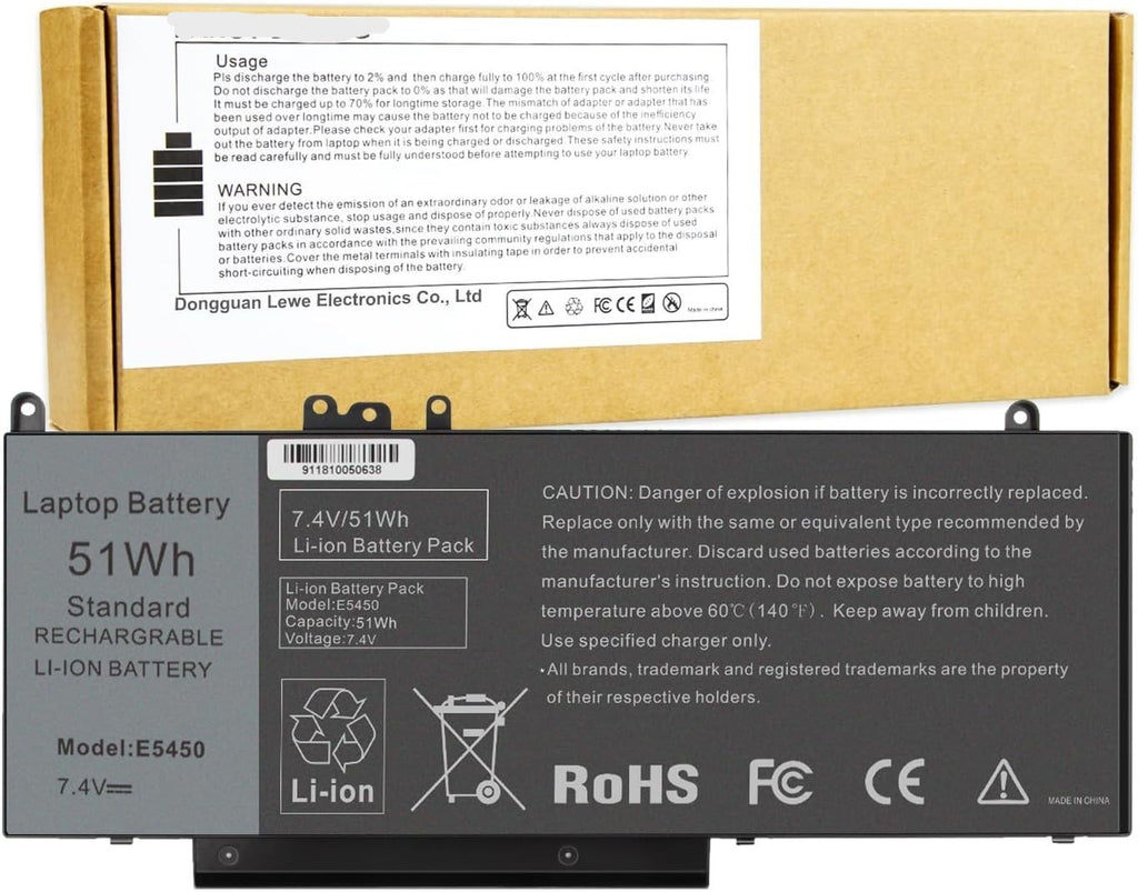 Dell Latitude Battery E5450 E5550 Notebook 15.6" WYJC2 8V5GX G5M10 7.4V 51Wh - Image 1