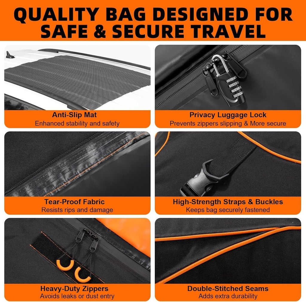 Sailnovo Aerodynamic Rooftop Cargo Carrier Bag, 20 Cubic Feet Waterproof - Image 4