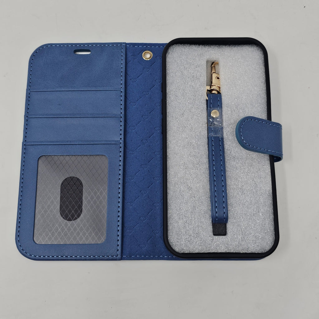 iPhone 16 Pro Wallet Wristlet Case Folio Blue Magnetic - Image 10