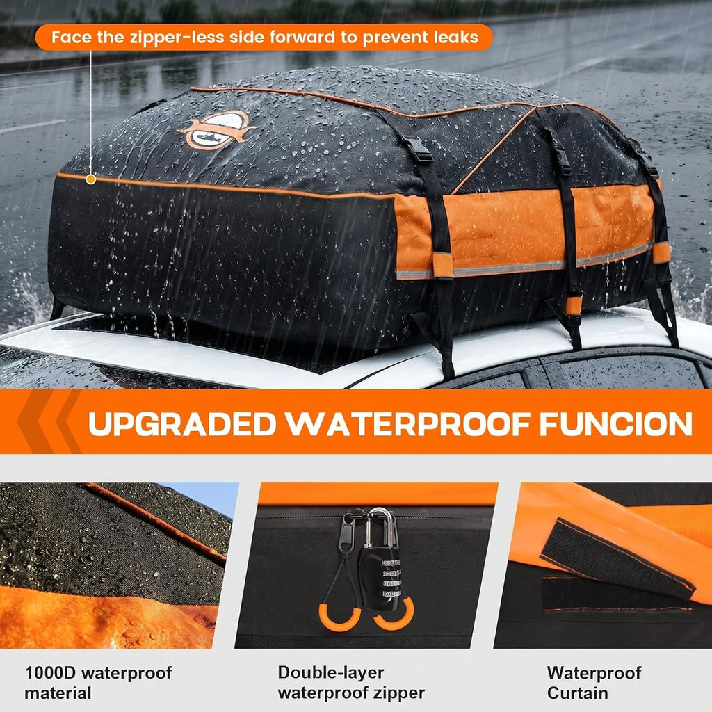 Sailnovo Aerodynamic Rooftop Cargo Carrier Bag, 20 Cubic Feet Waterproof - Image 6