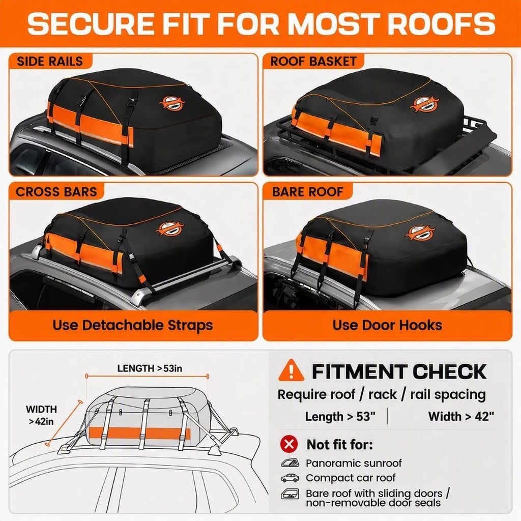 Sailnovo Aerodynamic Rooftop Cargo Carrier Bag, 20 Cubic Feet Waterproof - Image 7
