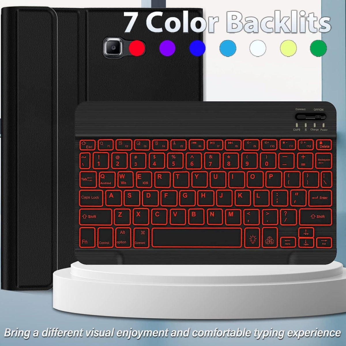 Backlit Keyboard Case for Samsung Galaxy Tab A 10.1" 2016 Wineecy - BLACK - Image 3