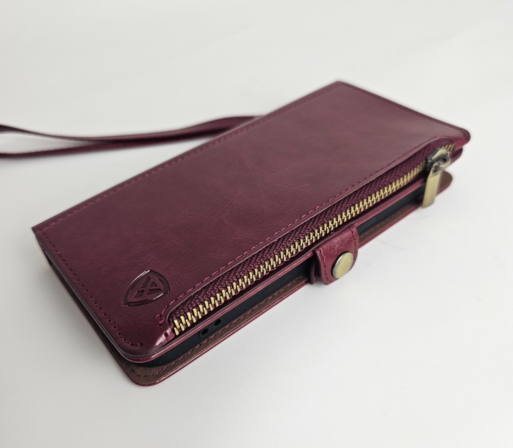 iPhone 15 Pro Wallet Case Folio Wine Red - Image 8