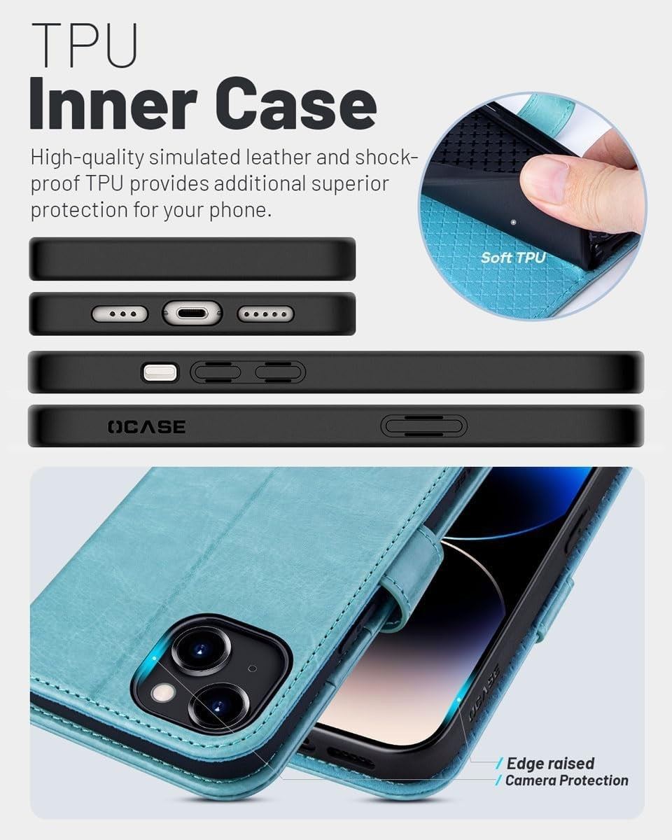 iPhone 15 Pro Wallet Case Flip Folio Mint Green - Image 3