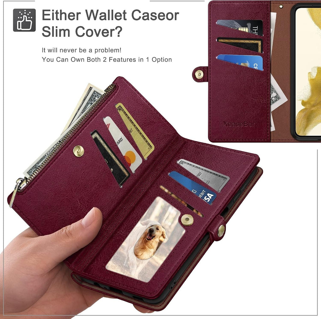 iPhone 15 Pro Wallet Case Folio Wine Red - Image 4