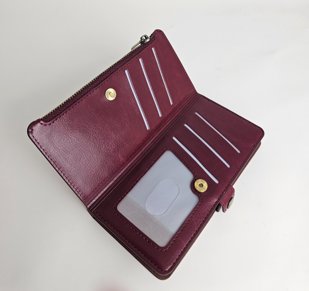 iPhone 15 Pro Wallet Case Folio Wine Red - Image 10