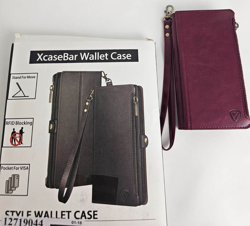 iPhone 15 Pro Wallet Case Folio Wine Red - Image 13