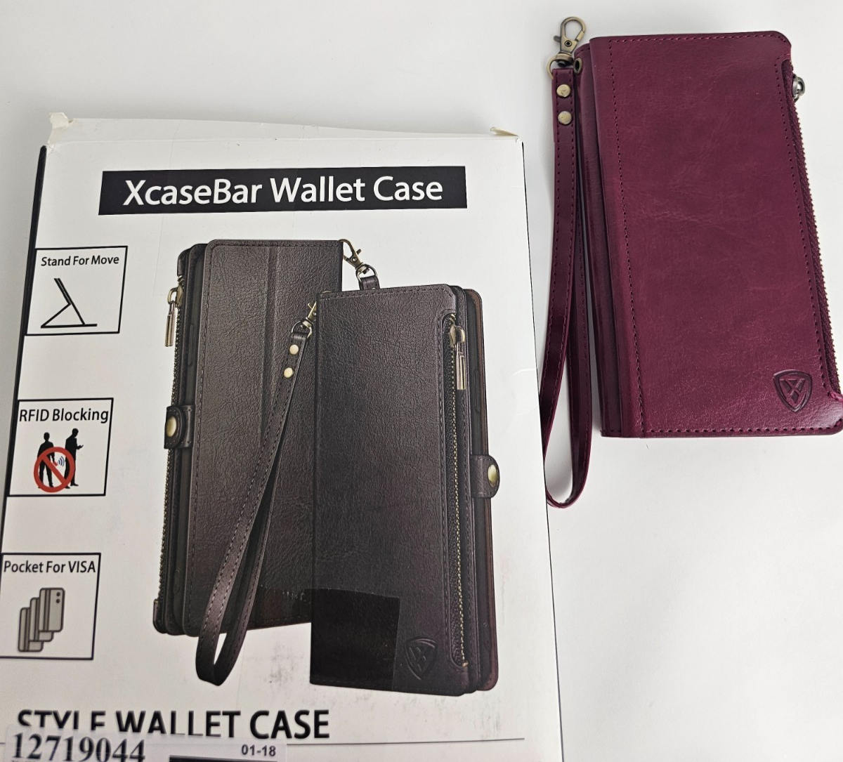 iPhone 15 Pro Wallet Case Folio Wine Red - Image 13