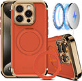 iPhone 15 Pro Max Magnetic Ring Kickstand Orange Gold - Image 1