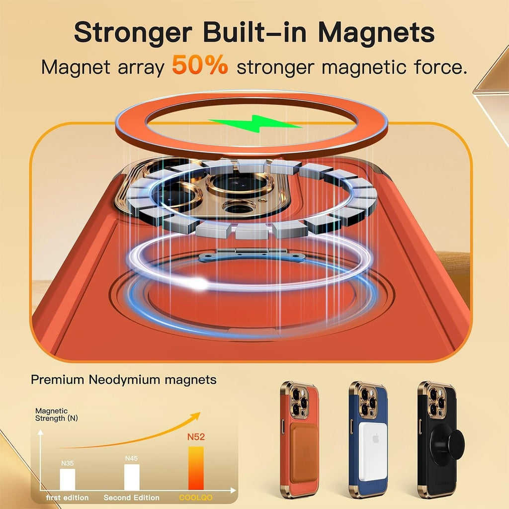 iPhone 15 Pro Max Magnetic Ring Kickstand Orange Gold - Image 3