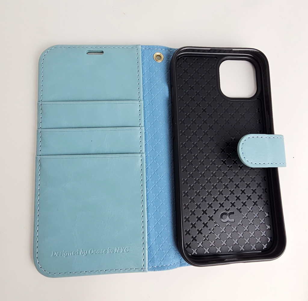 iPhone 15 Pro Wallet Case Flip Folio Mint Green - Image 8