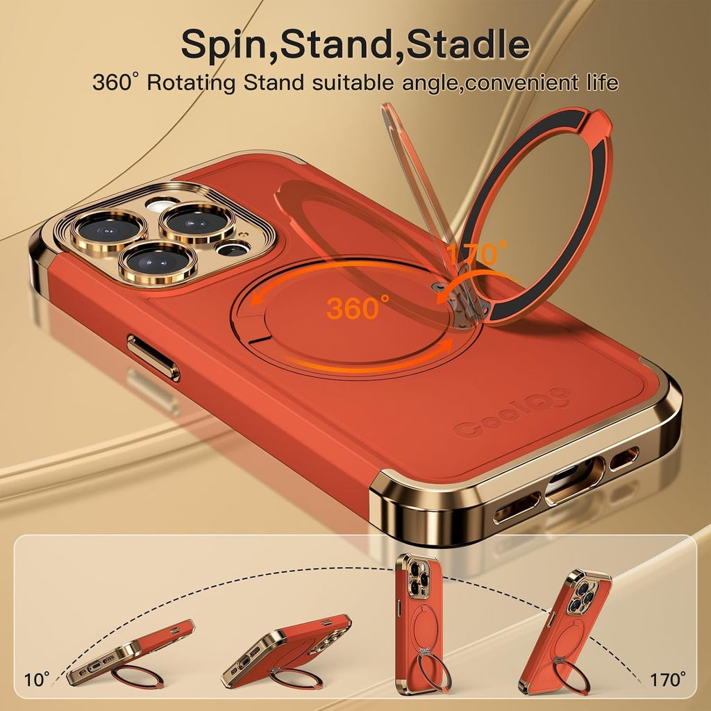 iPhone 15 Pro Max Magnetic Ring Kickstand Orange Gold - Image 2