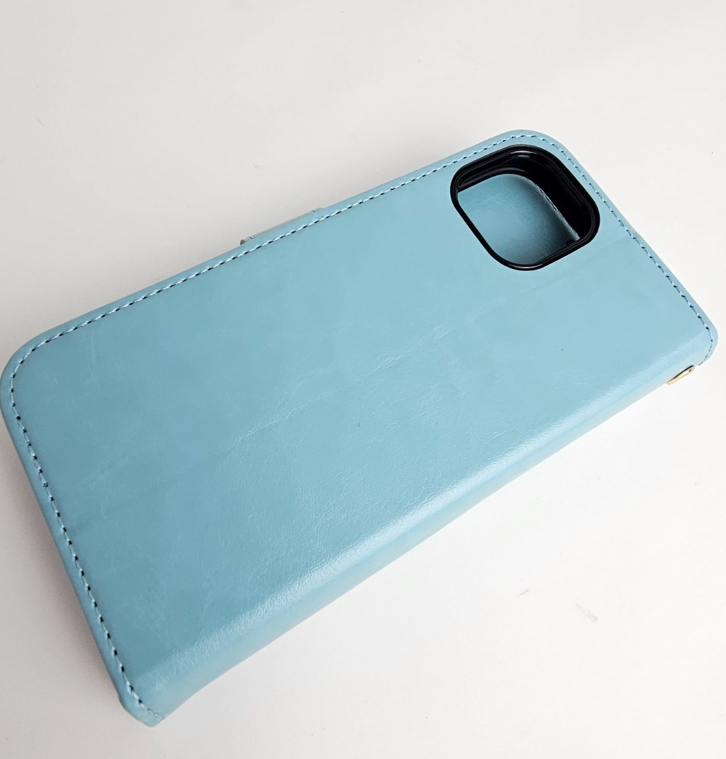 iPhone 15 Pro Wallet Case Flip Folio Mint Green - Image 11
