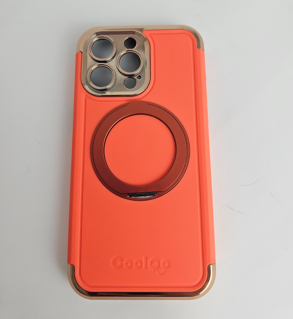 iPhone 15 Pro Max Magnetic Ring Kickstand Orange Gold - Image 10