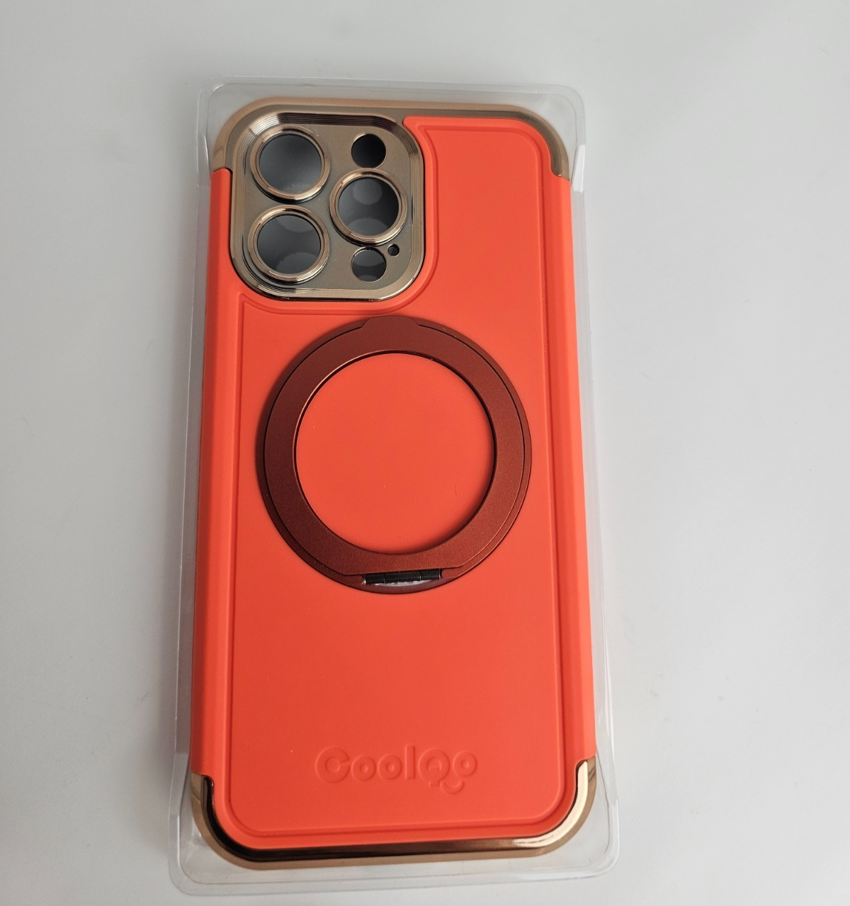 iPhone 15 Pro Max Magnetic Ring Kickstand Orange Gold - Image 7