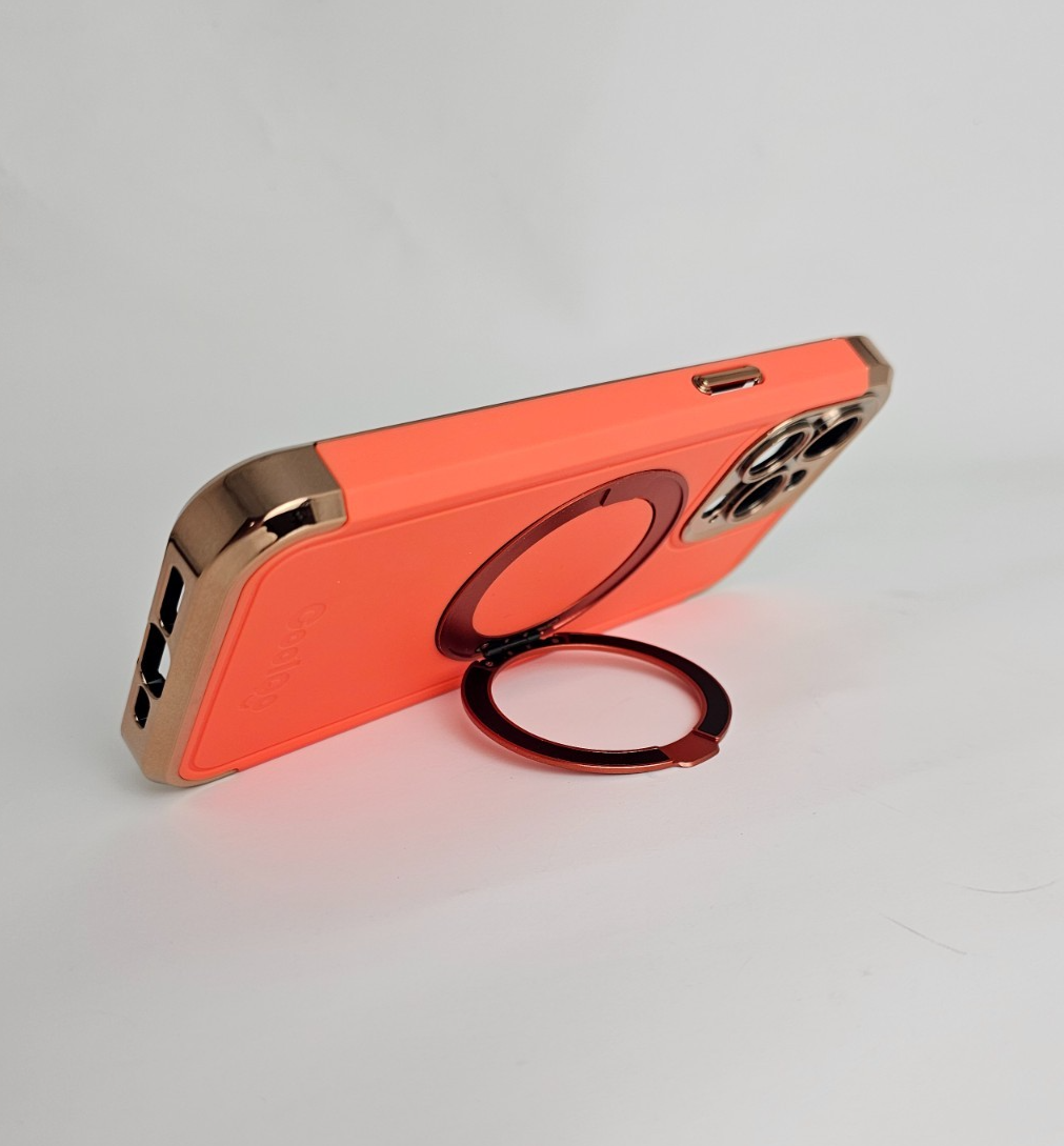 iPhone 15 Pro Max Magnetic Ring Kickstand Orange Gold - Image 12