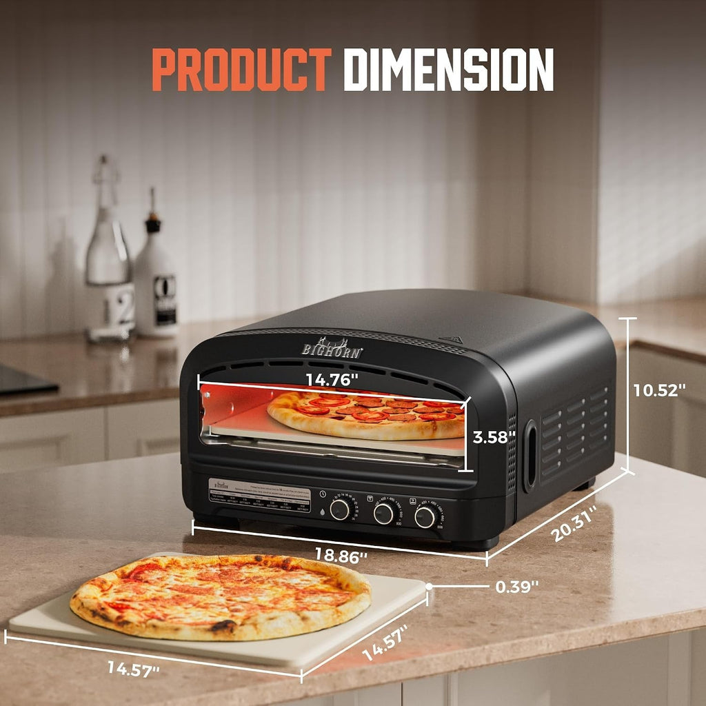 BIG HORN 14 Indoor Pizza Oven 850°F High-Heat Electric Pizza Oven - Image 3