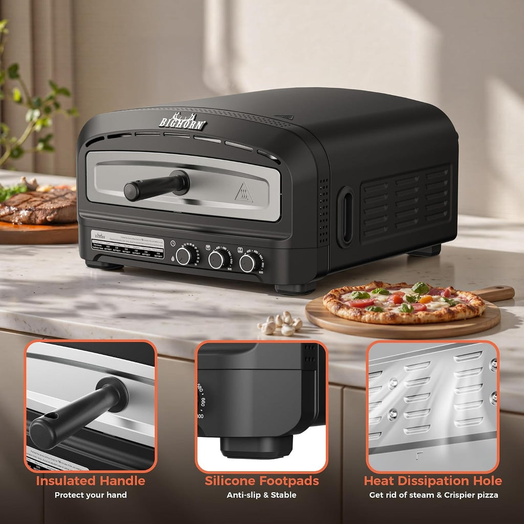 BIG HORN 14 Indoor Pizza Oven 850°F High-Heat Electric Pizza Oven - Image 6