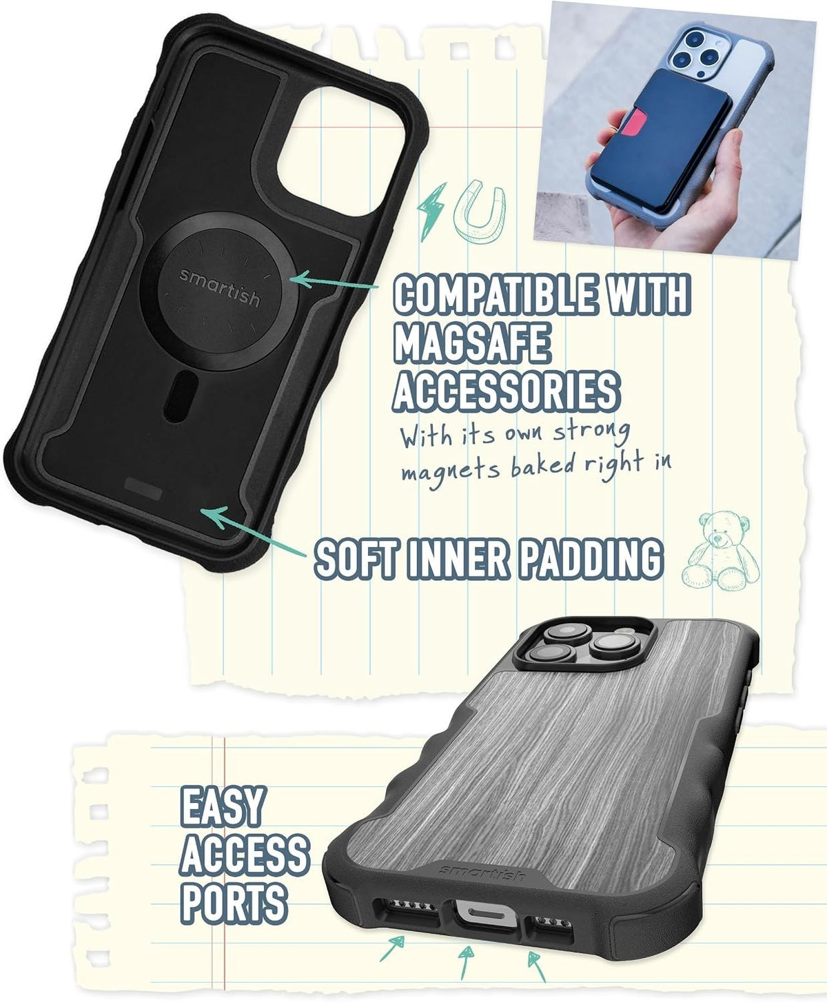 iPhone 15 Pro Wallet Case Gray Graspin' Aspen - Image 5