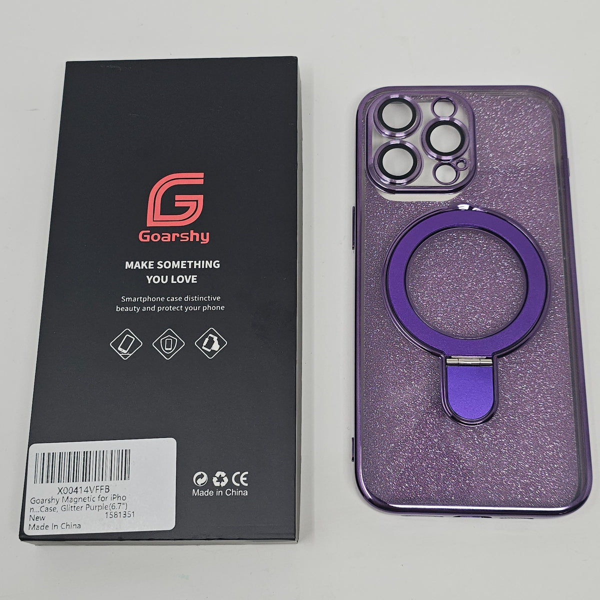 iPhone 15 Pro Max Kickstand Purple Glitter Case Cover - Image 5