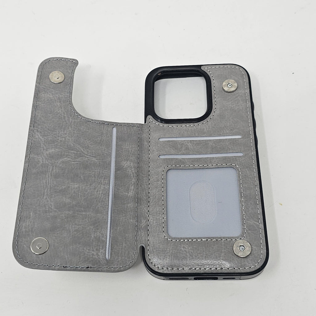 iPhone 15 Pro Wallet Case Kickstand Gray - Image 7