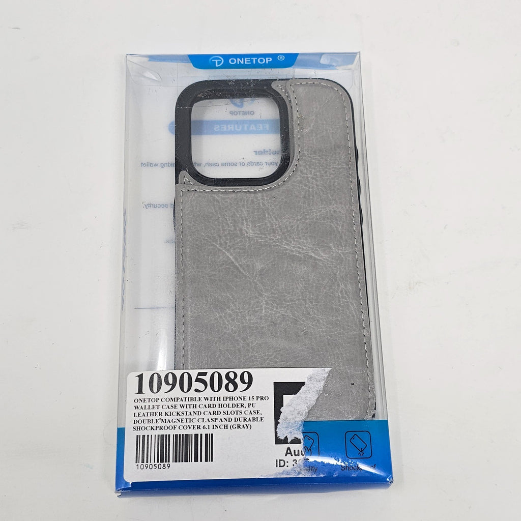 iPhone 15 Pro Wallet Case Kickstand Gray - Image 8