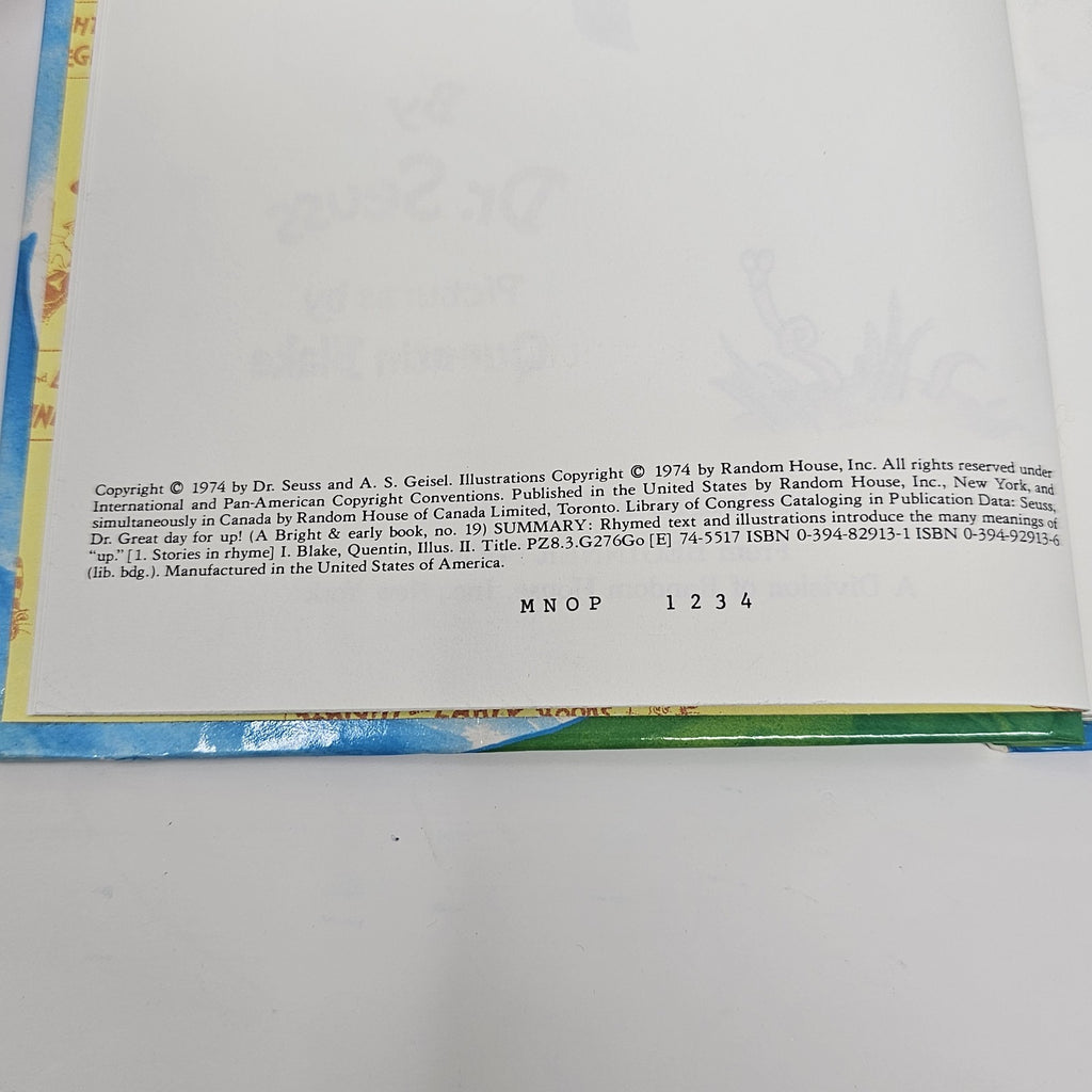 Vintage Great Day for Up Dr. Seuss HC 1974 Bright & Early Ser. Blake Illus. - Image 2